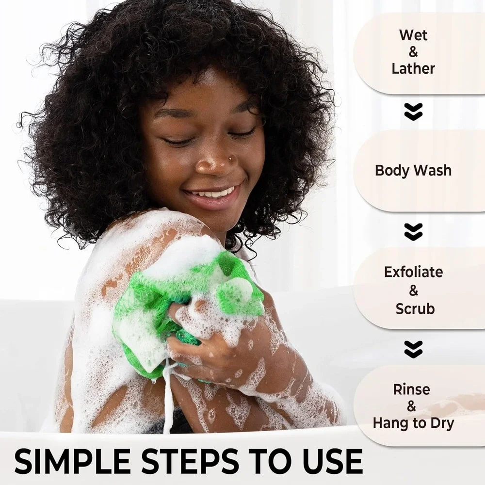 African Net Sponge Authentic - Afro Scrub Exfoliating Net Sponges with Knots - R